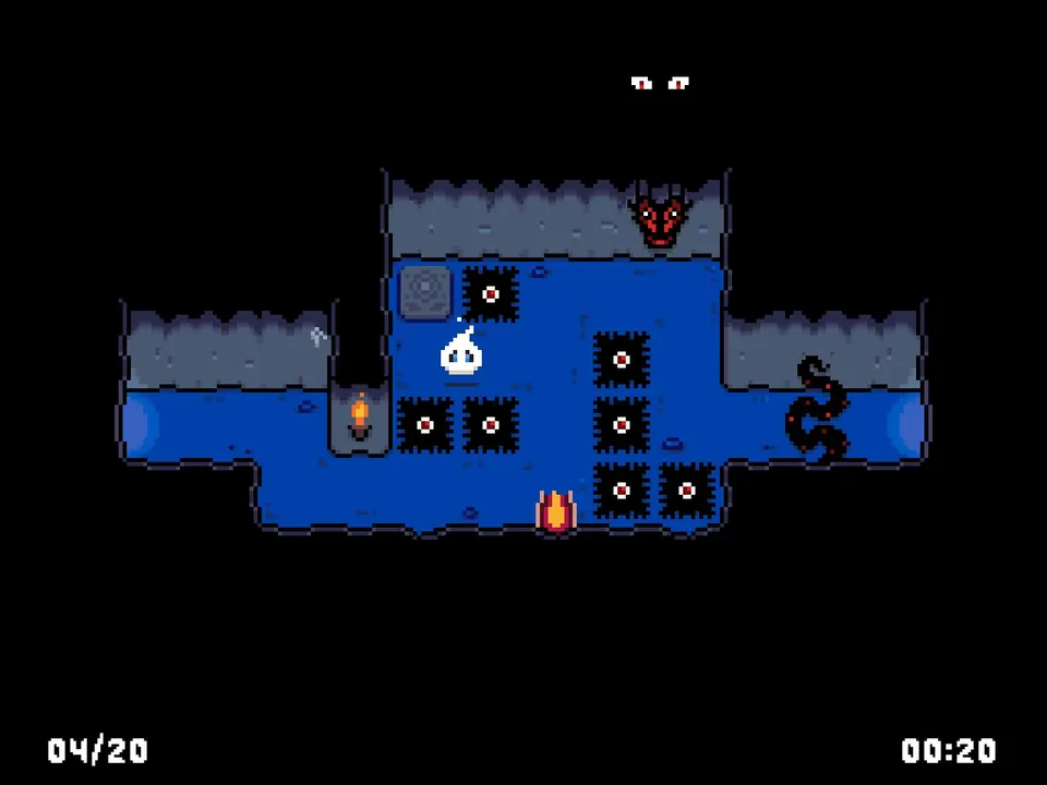 The flower-marked stone in Trial 4, beside the left wall and floor hazards