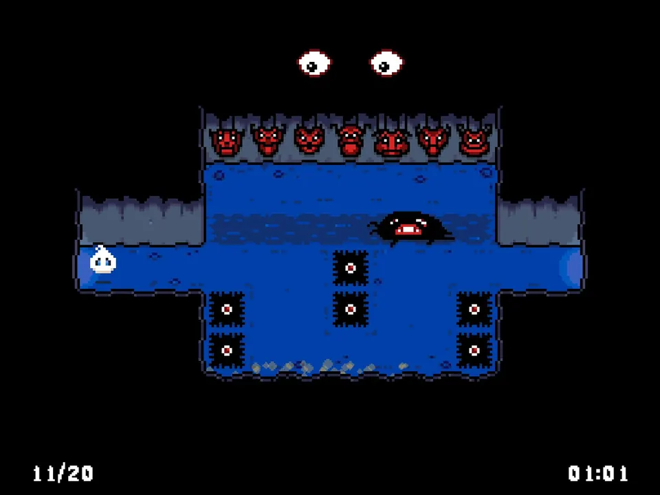 A row of eyes above Trial 11 on the first visit