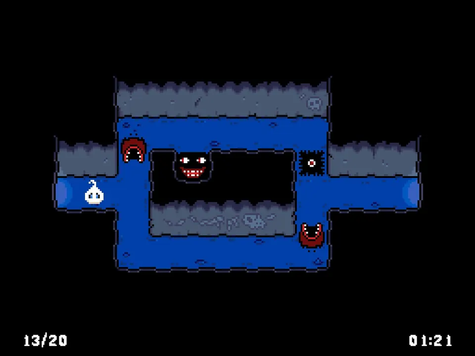 The grinning monster occupying the central gap in Trial 13