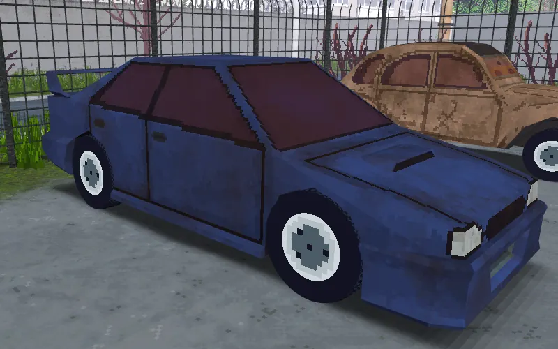 A blue Voxol Impression saloon with a rear spoiler