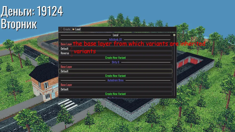 The map-loading window listing available editor projects
