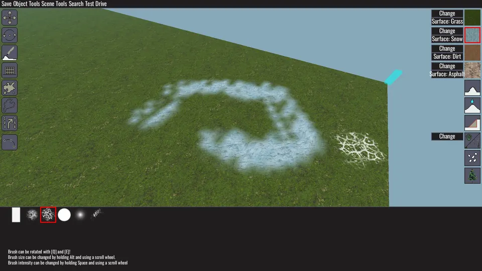 The same painted terrain after changing the shared landscape slot