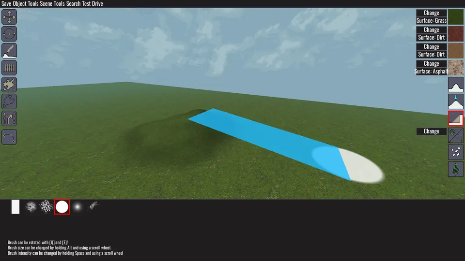 A blue ramp preview stretching between its start and end points