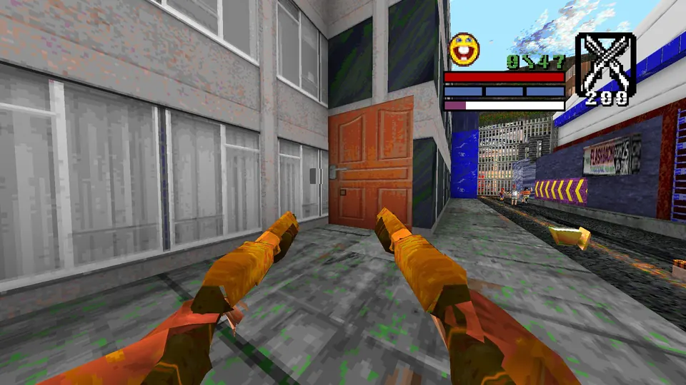 The orange door in the corner near the Clube Maua start, with the hidden wall button beside it
