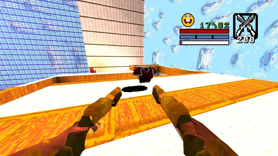 The Caldeirao do Ruke rooftop above the nail traps, with the Red Armor secret on it