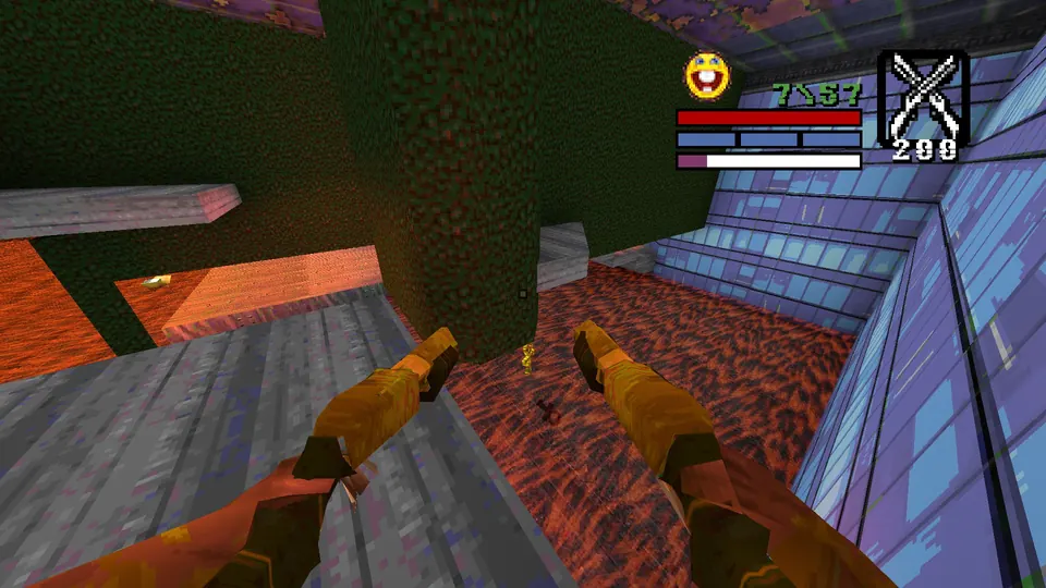 The lava beside the hedge maze staircase in Aeroporto Santos Dumont, with the invulnerability floating in it