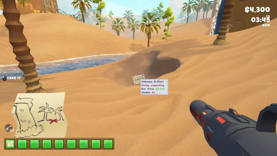 The Unknown Artifact dug up on the sandy bank near the waterfall