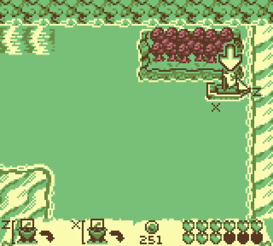 Fishing spot I: where to dock the boat, marked with an arrow
