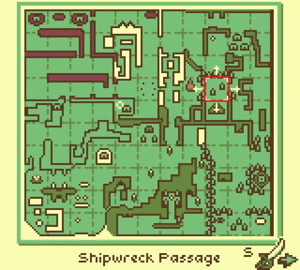 World map with the Shipwreck Passage maze square boxed in red