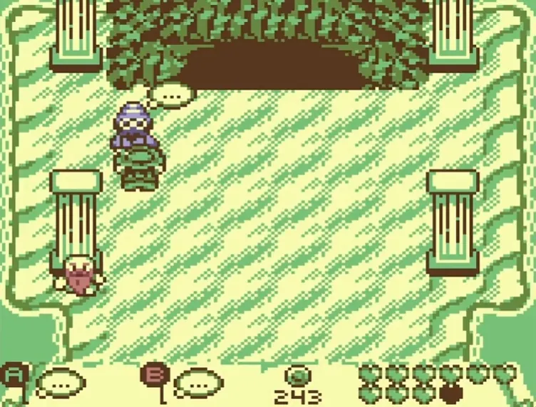 The person to talk to for the white dove, in an open courtyard with pillars