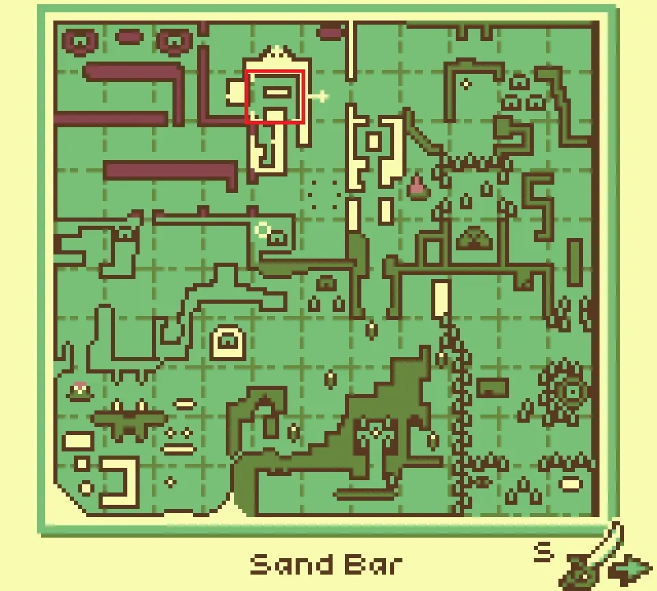 World map with the Sand Bar tavern boxed in red