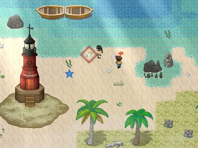 No landmark sits on the Map's spot, so go by what is around it. The blue starfish lies just below and to the left of the marker, and the rocks sitting in the shallows are further right again