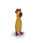The Chicken collectible, a yellow bird with a red comb standing upright.
