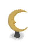 The Moon Totem collectible, a pale crescent moon with a face carved into it.