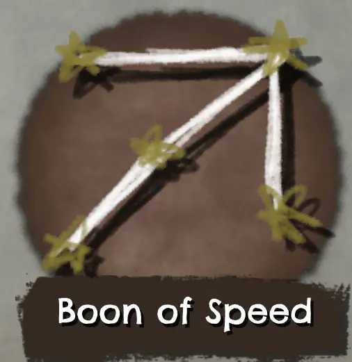 Boon of Speed icon: chalk stars drawn as an arrow pointing up and right
