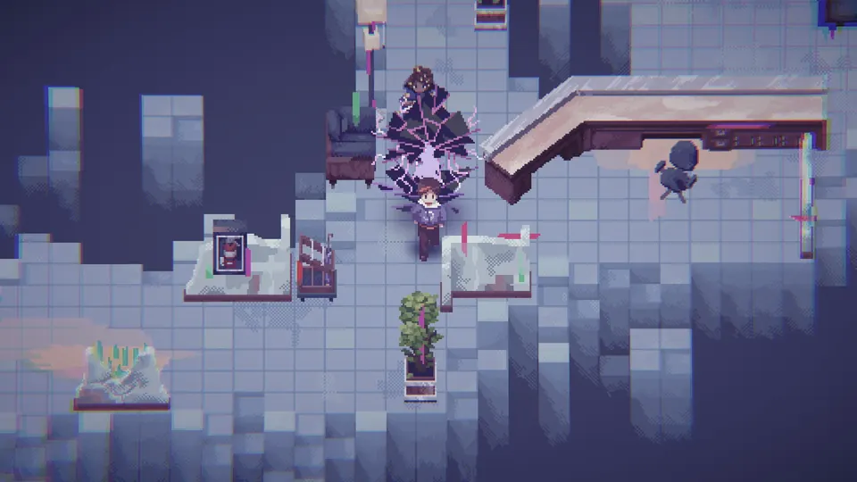 A Catena, a black shard crackling with purple lightning, facing the player in the Chapter 5 void of Nocturne. Riposte one to unlock Space Ninja.