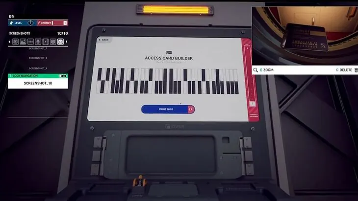 The Access Card Builder barcode screen with the bars set and the Print button below