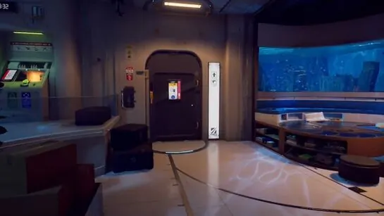 The Lobby door past the fish tank lounge