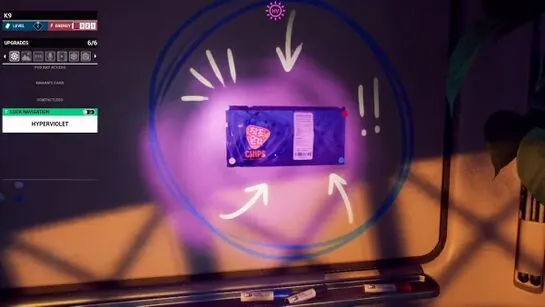 The HV lens revealing a chip bag drawn on the whiteboard in Amaan's room