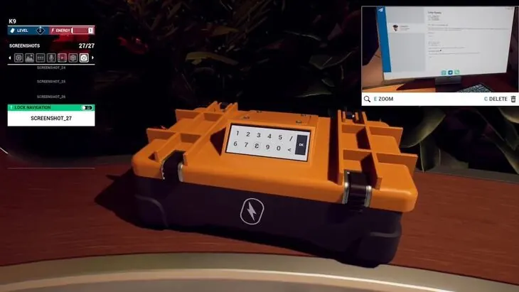 The orange and black box by the Kitchen entrance with its number keypad