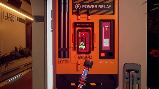 The Quantum Cell being inserted into the power relay by the Kitchen door