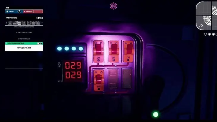 The Lab switch panel reading 029 with four switches in place