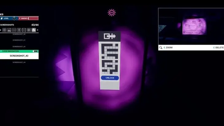 The capsule's grid lock with a drawing's pattern copied in, under the HV lens