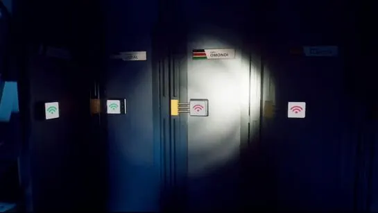 Jahi Omondi's locker lit by the flashlight in the Pod Bay