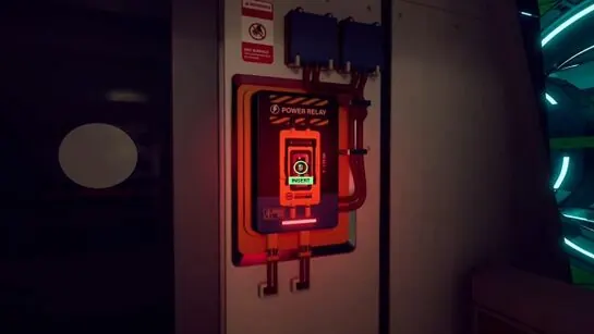 The train's power relay in the Garage with its Insert prompt