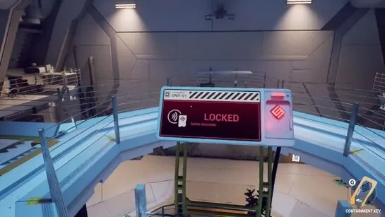 The Unit-01 terminal on the Lab balcony, still locked
