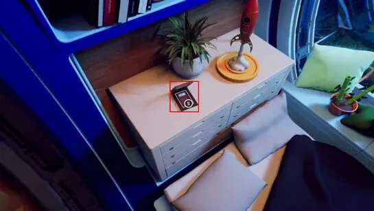 The tiny Tarot Card outlined on Rafael's bedside drawers