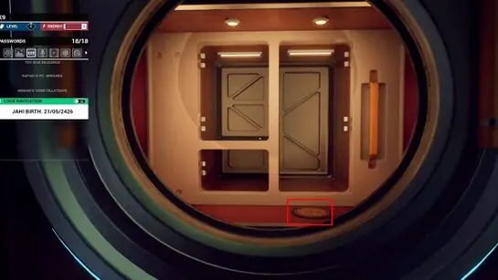 Jahi's open safe with the vinyl record outlined at the bottom