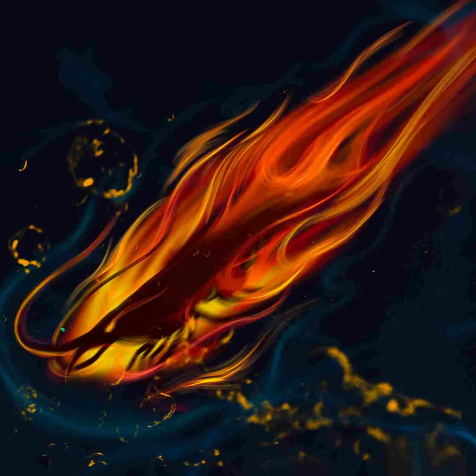Blaze Dart, the shrimp streaking through the water as a comet of fire