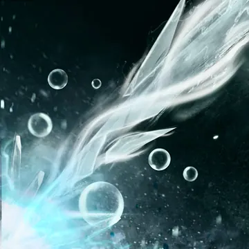 Frigid Beam, a pale ice beam cutting through dark water