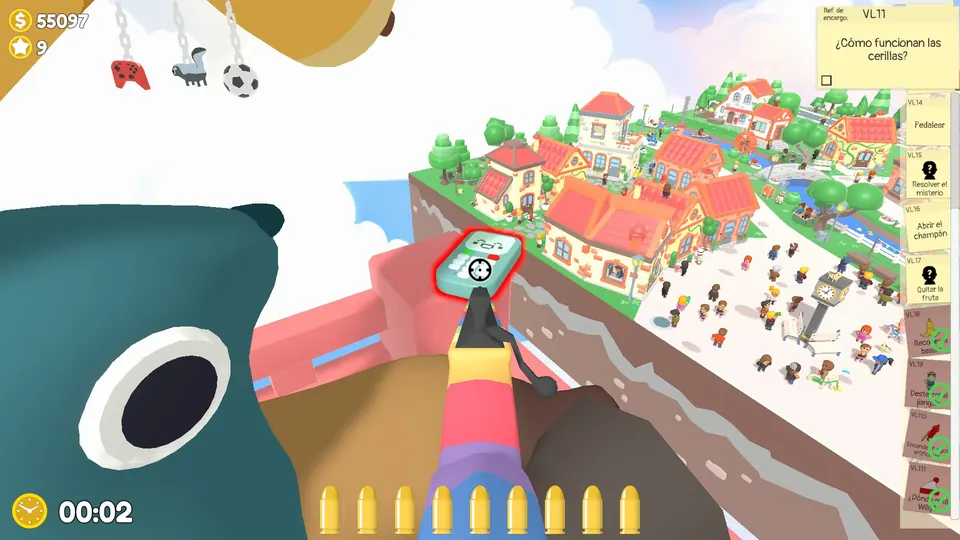 Shooting the ringing phone on the left to start a timed objective