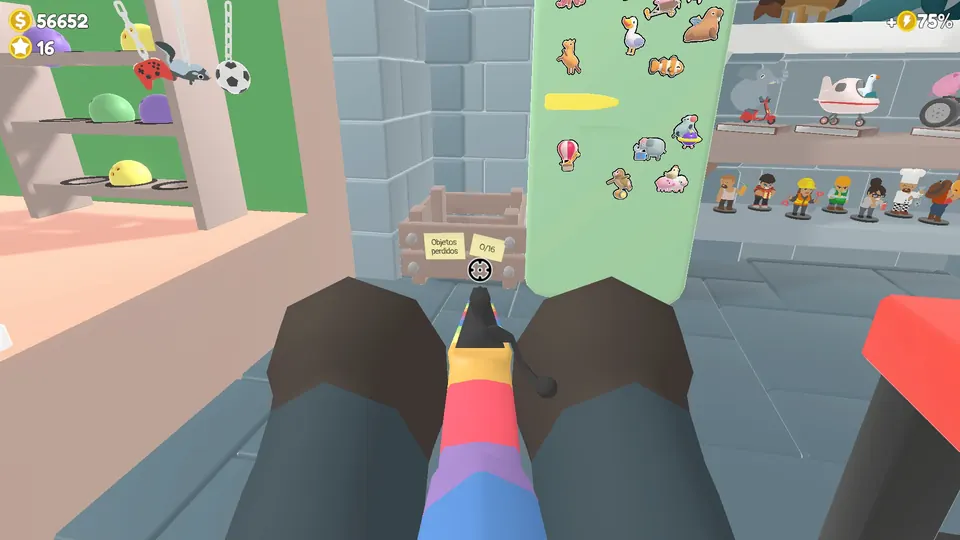 The lost items crate in the office, its counter at 0 of 16