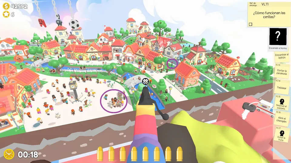 Willy in the square and the Jiangshi's bush over the bridge, circled in Vibrant Village