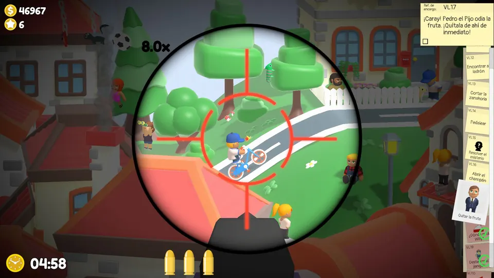 The NPC on a bicycle halfway up the back street