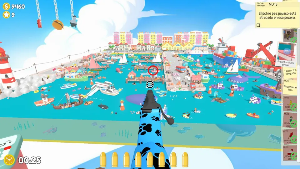 Harbour Day 1 fish tank: spawn spot 1 of 3, circled on the map
