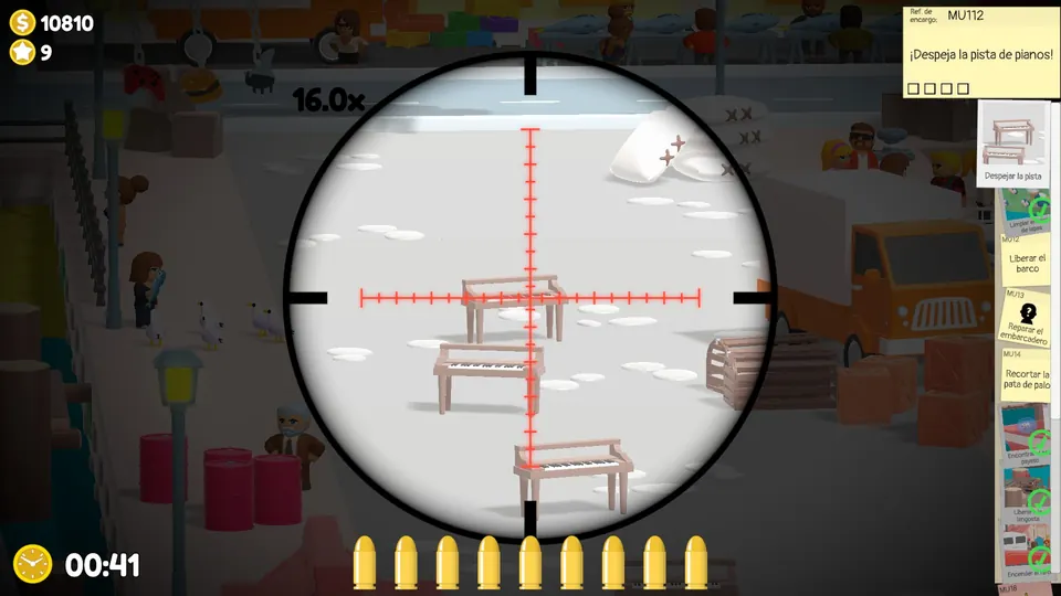 Shooting the pianos so the plane can land
