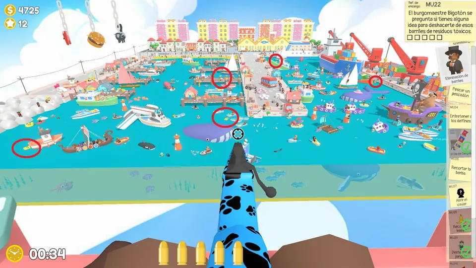 Harbour Day 2 toxic barrels: layout 1 of 3, every item circled on the map