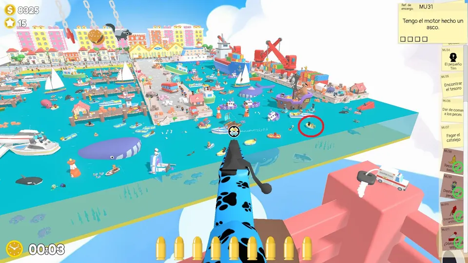Harbour Day 3 engine: spawn spot 2 of 3, circled on the map