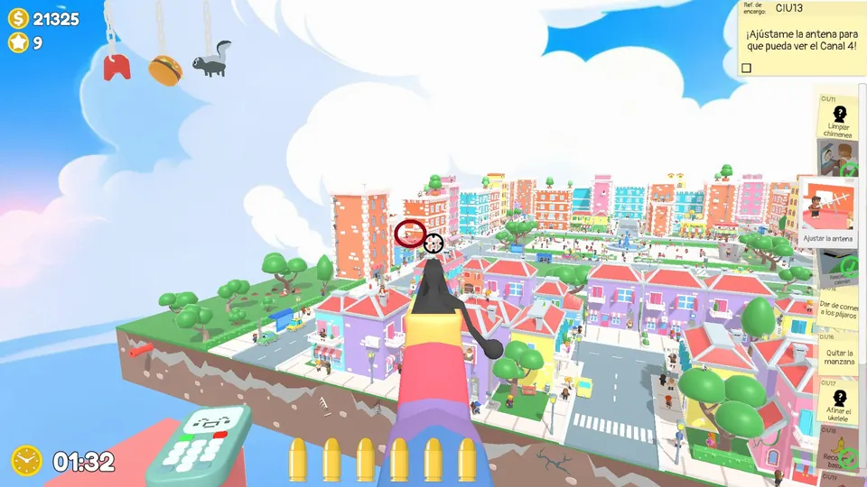 City Day 1 aerial: spawn spot 1 of 3, circled on the map