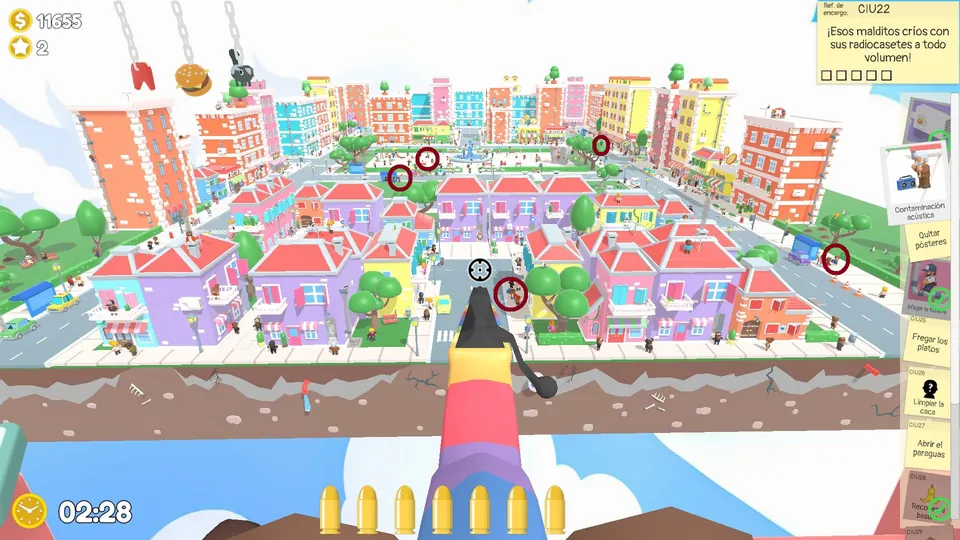 City Day 2 radios: layout 3 of 3, every item circled on the map