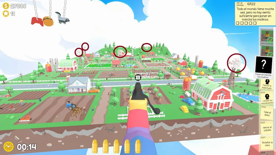 The five windmills circled on the farm map