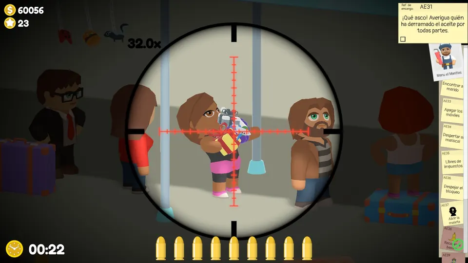 Close-up of the NPC carrying five items
