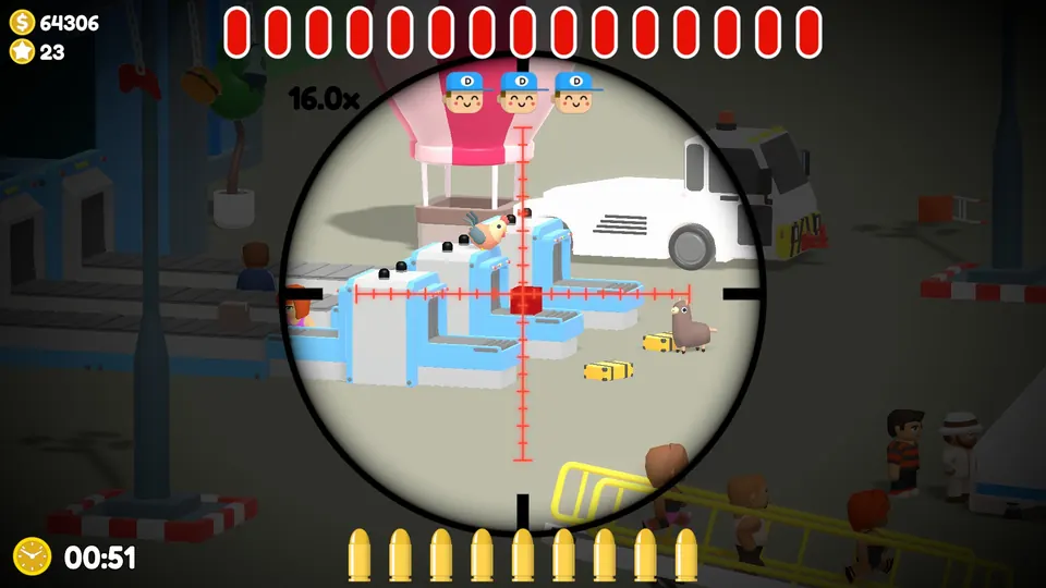 Red contraband suitcases at the end of the belts in the Aces Airport boss