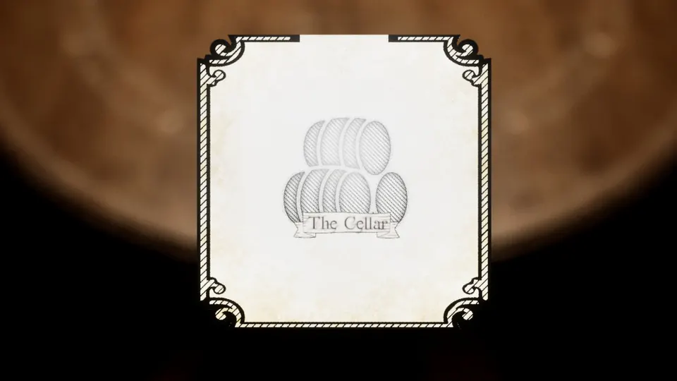 The Cellar room card seen up close, with the break in its border at the top edge marking the single doorway it can be joined by.