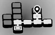 Deltburg map with the pin on the upper screen of the right-hand column