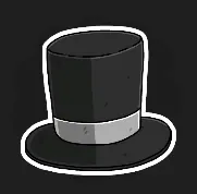 Top Hat icon: a tall black top hat with a grey band